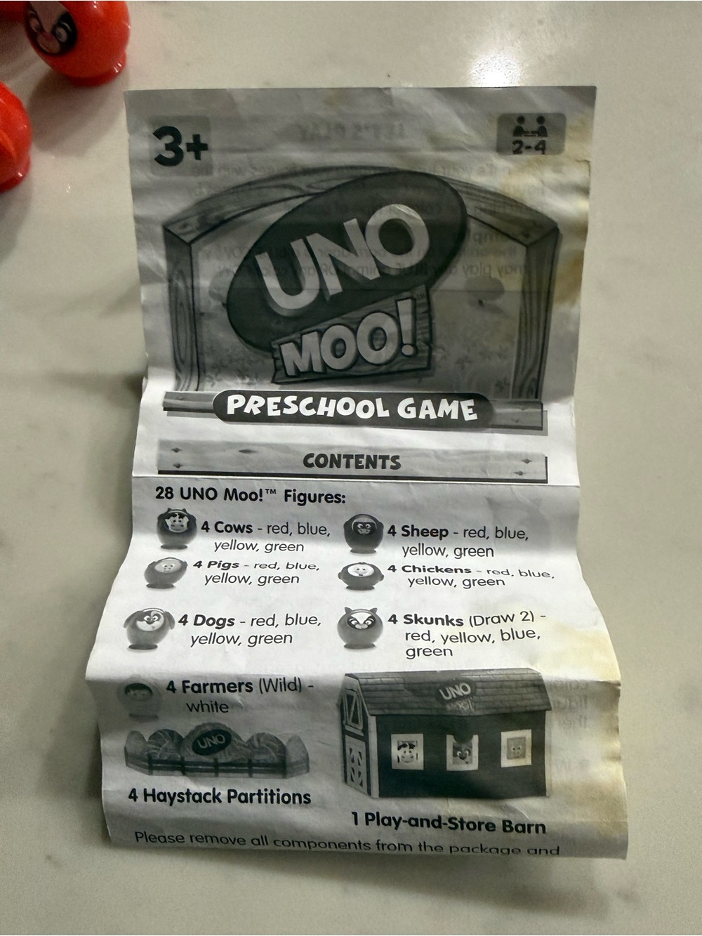Mattel UNO Moo! Preschool Board Game 100% COMPLETE With Barn Animals & Farmers - Picture 9 of 10